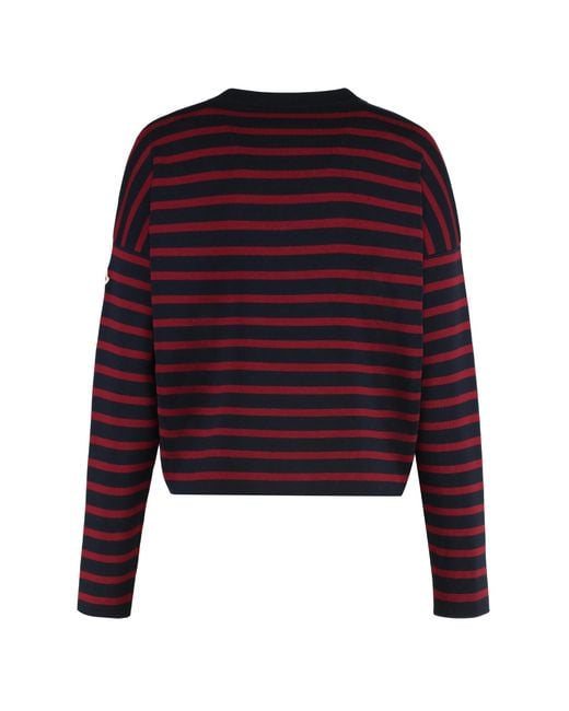 Moncler Red Crew-Neck Virgin Wool Sweater