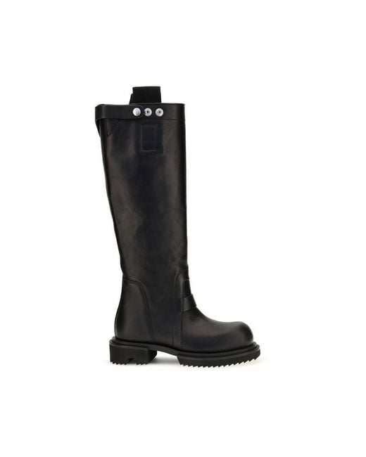 Rick Owens Black Calf Leather Bos Taurus Rain Boots