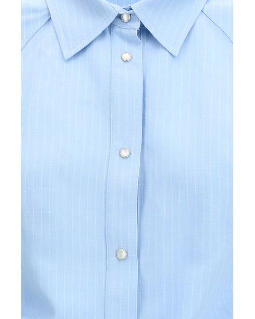 Jacob Cohen Blue Short-Sleeve Shirt Striped Viscose And Linen Canvas Viscose