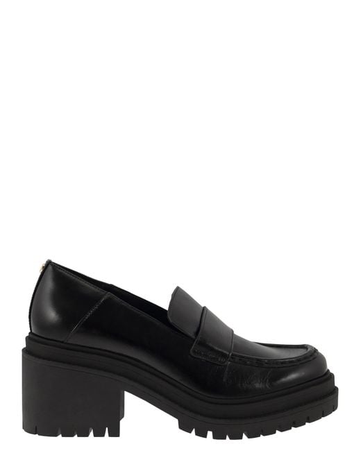 MICHAEL Michael Kors Rocco Leather Moccasin With Heel in Black