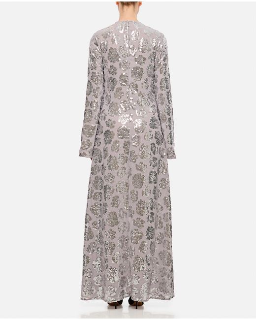 ROTATE BIRGER CHRISTENSEN Gray Sequin Chiffon Maxi Dress