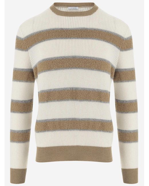 Malo Natural Cashmere Sweater With Striped Pattern for men