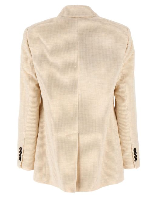 Brunello Cucinelli Natural Ribbed Velvet Blazer
