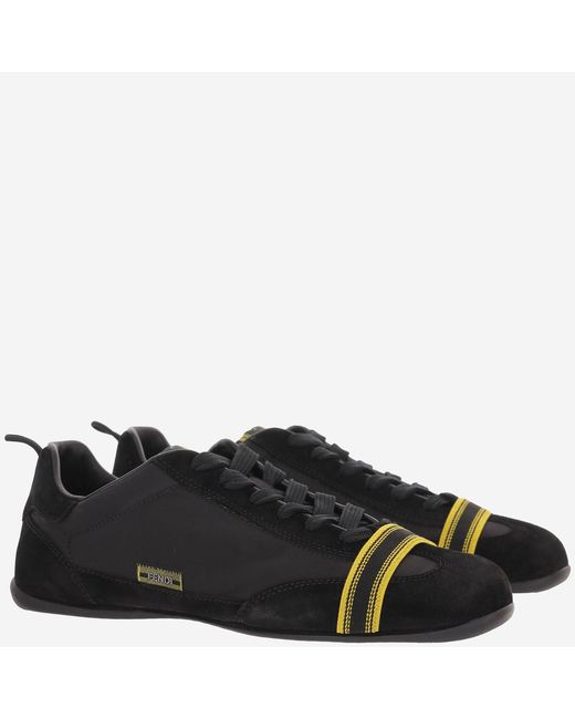 Fendi Black Sneakers Flow Suede And Fabric Polyamide Trainers for men