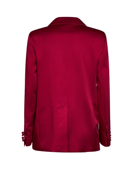 Max Mara Red Ruby Envers Satin Msearca Double-Breasted Blazer