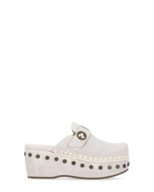 Mou White Jute Clog Sabot