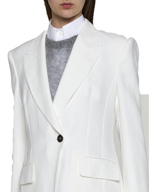 Brunello Cucinelli White Linen And Cotton Blend Single-breasted Jacket