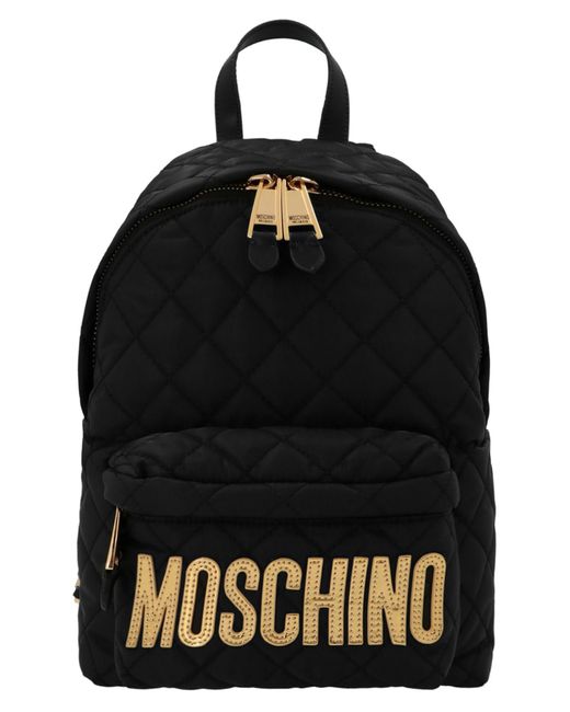 Moschino Black Medium Logo Backpack