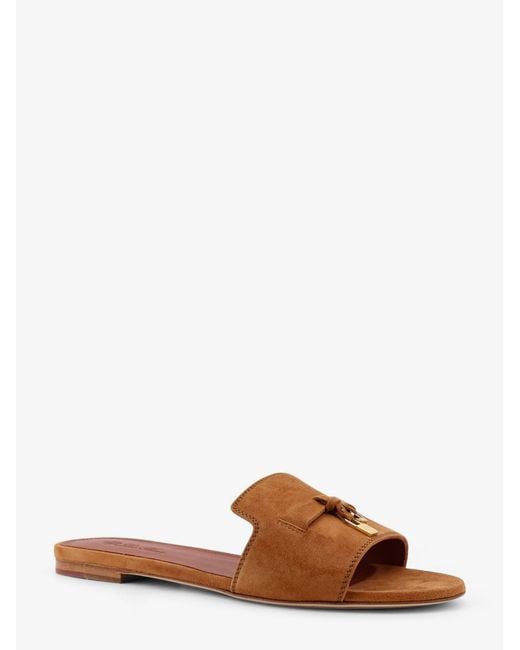 Loro Piana Brown Flat Suede Sandals Summer Charms