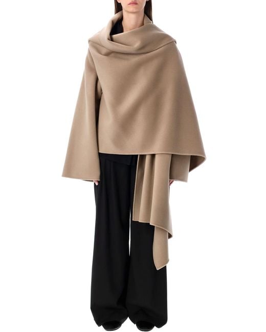 Alberta Ferretti Natural Alberta Ferretti Oversized Wool And Cashmere Cape