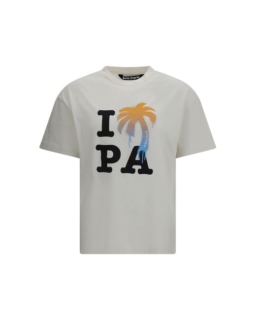 Palm Angels Black T-Shirt I Love Pa Off- Cotton T-Shirts for men