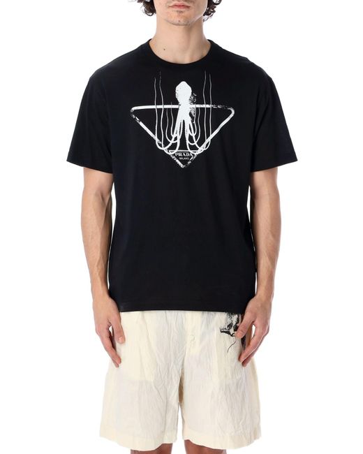 Prada Cotton Octopus Print T-shirt in 