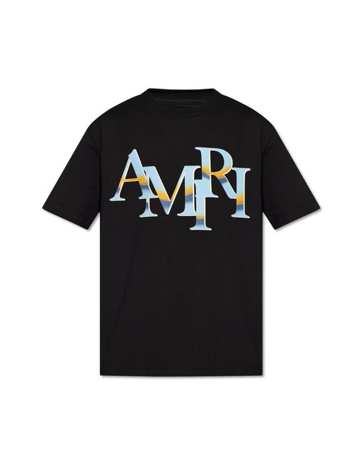 Amiri Black Logo-print Cotton T-shirt for men