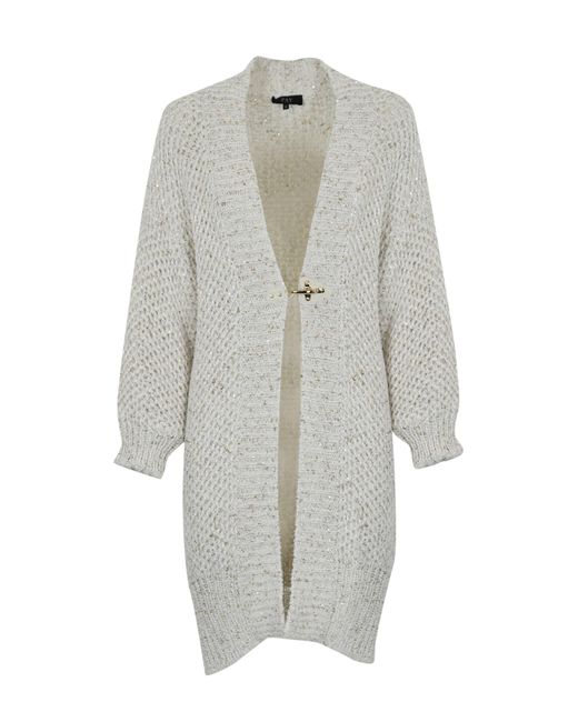 Fay Gray Cotton Cardigan With Sequins