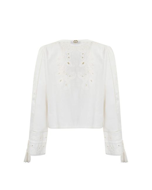 Twin Set White Perforated Muslin Jacket
