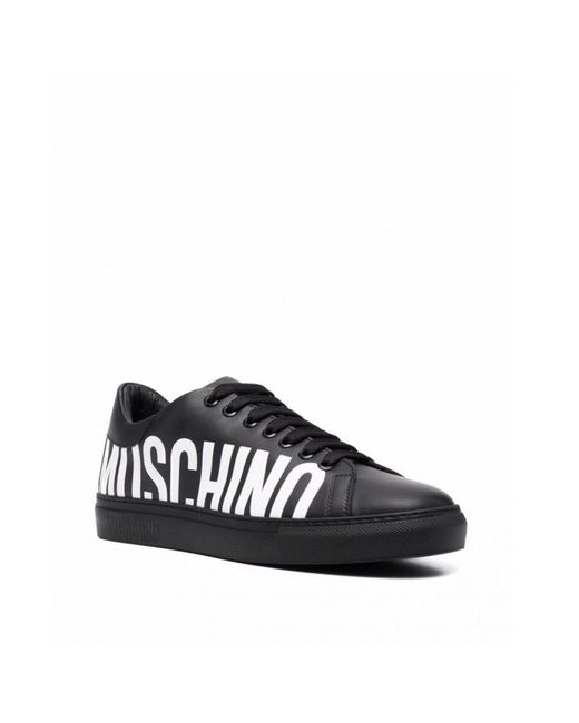 Moschino Black Couture Logo Leather Sneakers for men