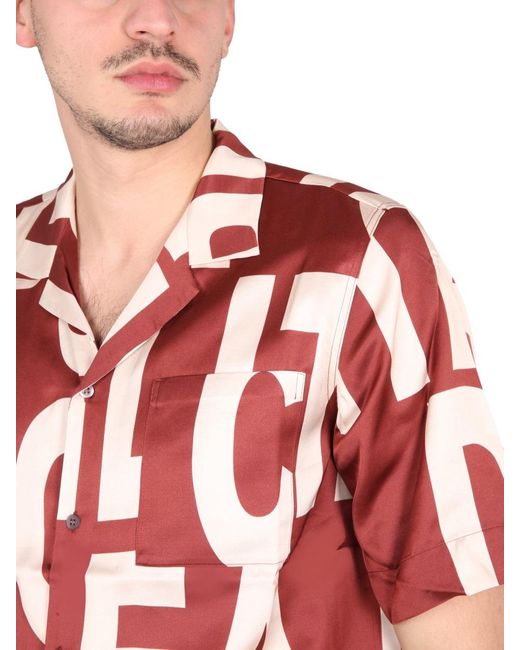 Dries Van Noten Red Carlton Shirt With Bowling Collar Viscose for men