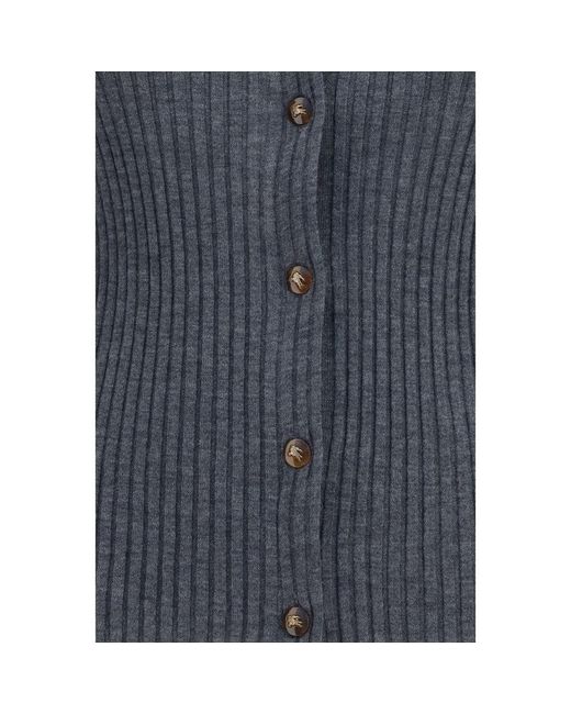 Burberry Blue Gray Cashmere Cardigan