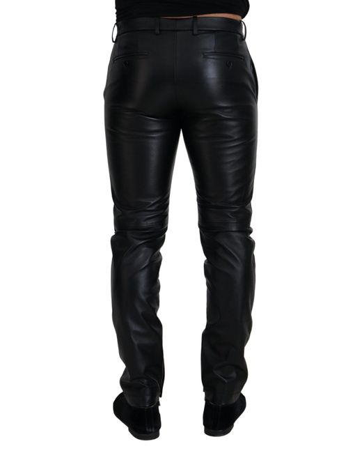 Dolce & Gabbana Black Elegant Agnello Trousers For for men