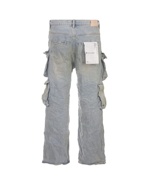 Purple Brand Gray P018 Relaxed Double Cargo Jeans for men