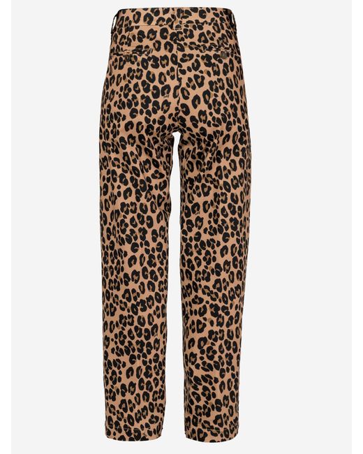Aspesi Natural Stretch Cotton Trousers With Animal Print