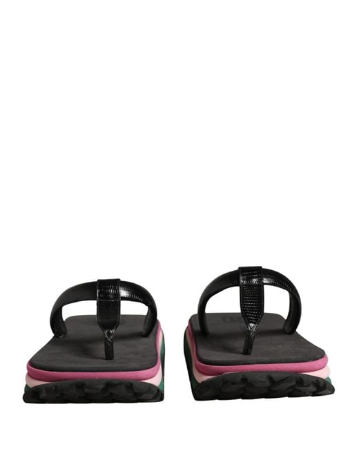 Dolce & Gabbana Black Rubber Chunky Flip Flop Shoes