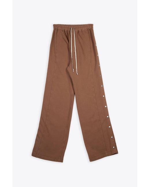 Rick Owens Pusher Pants Brown Cotton Baggy Sweatpant With Side Snaps - Pusher Pant
