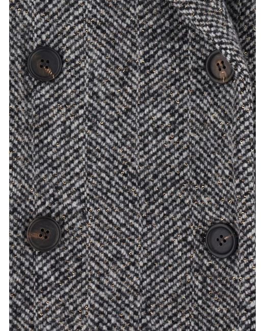 Brunello Cucinelli Gray Double-Breasted Coat Wool Virgin