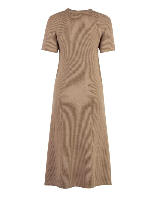Stella McCartney Natural Ribbed Knit Midi Dress
