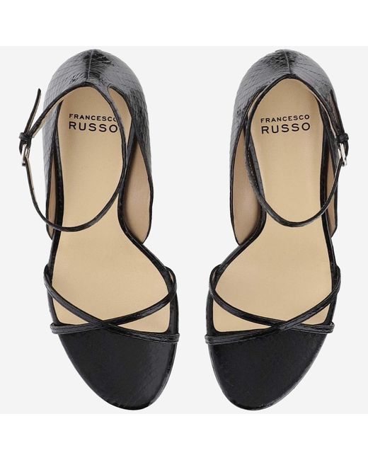 Francesco Russo Black Leather Sandals