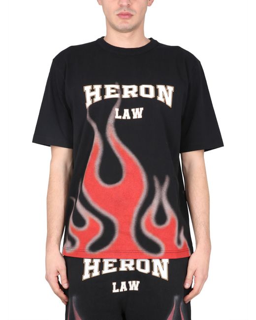 Heron Preston Black Flames Logo Print T-shirt for men