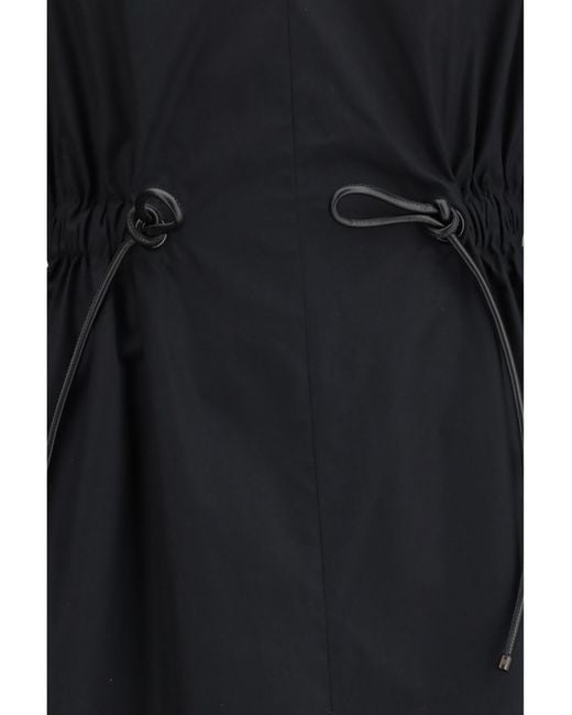 Max Mara Black Pedaggi Midi Dress Cotton Poplin
