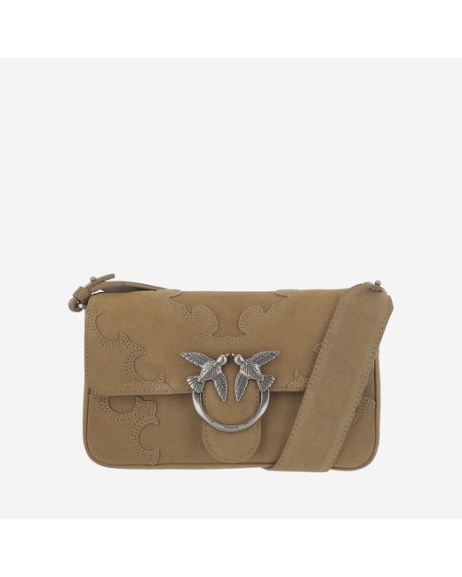 Pinko Natural Shoulder Bag Love One Suede