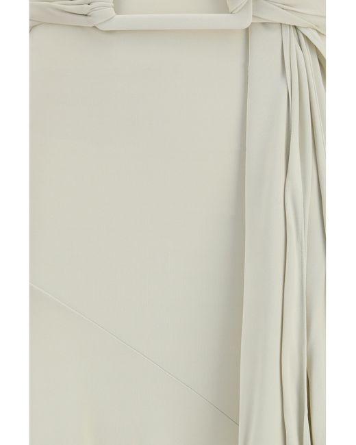 Alaïa White Belted Jersey Dress Viscose