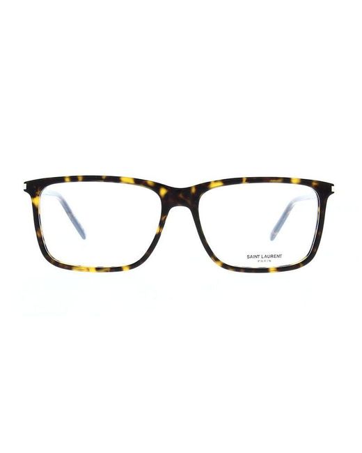 Saint Laurent Brown Eyeglasses Square Full Rim, Frame And Clear Demo Lenses Lens Sl454005 for men