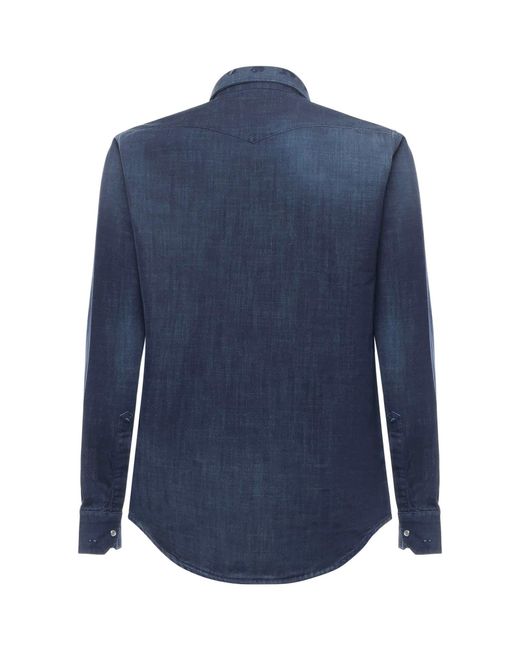 Sartorio Napoli Blue Texas Cotton Denim Shirt for men