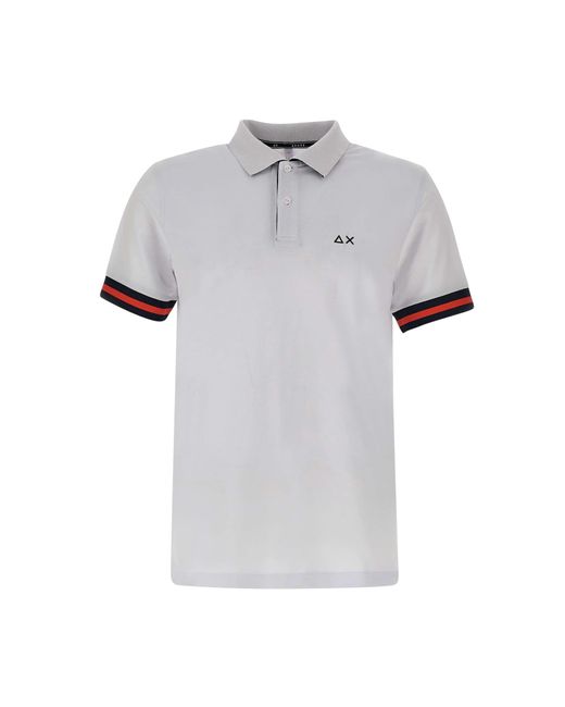Sun 68 Gray Stripes Cotton Polo Shirt for men