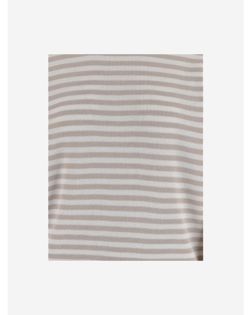 Bruno Manetti Gray Knit Cotton Striped Knitwear