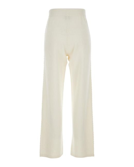 SOLOCASCMIR White Pants With Elastic Drawstring Waist