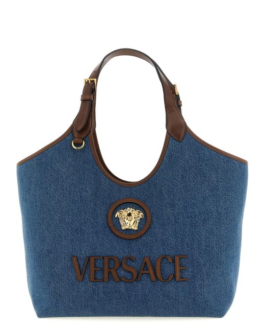 Versace Blue Medium 'La Medusa' Shopping Bag