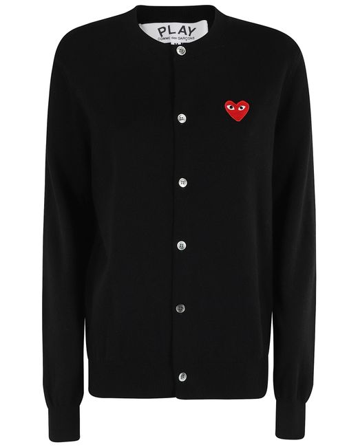 COMME DES GARÇONS PLAY Black Round Neck Cardigan Emblem