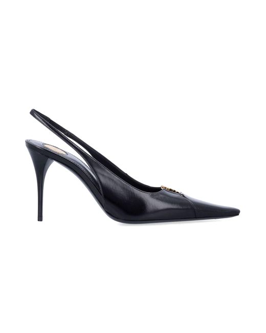 Saint Laurent Blue Babylone Breteuil Slingback Pumps