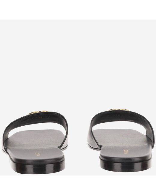 Gucci Black Leather Slider Sandals Lamb