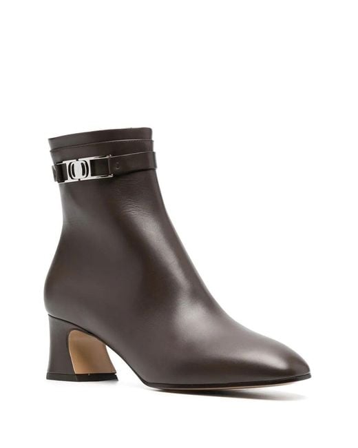 Ferragamo Brown Ferragamo Rego 55 Logo-Plaque Ankle Boots