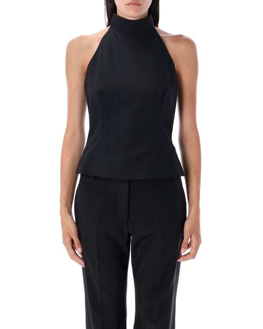 Remain Blue Halter Neck Top Polyester