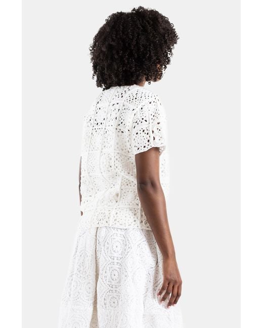 Comme des Garçons White Crochet Knit Top