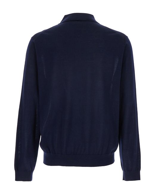 sunflower Blue Polo Shirt With Classic Collar And Ribbed Trims for men