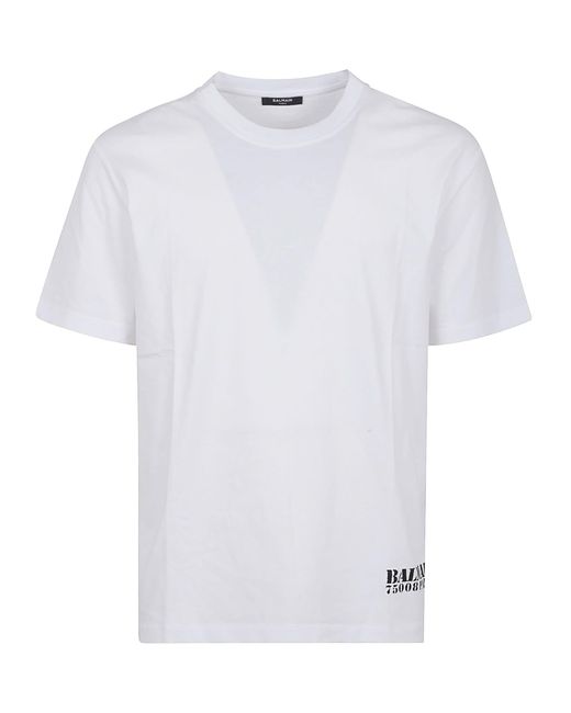 Balmain White Small Stamp T-Shirt for men