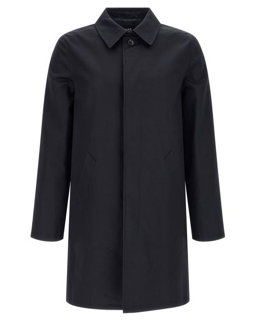 A.P.C. Blue 'Mac Ville' Trench Coat for men