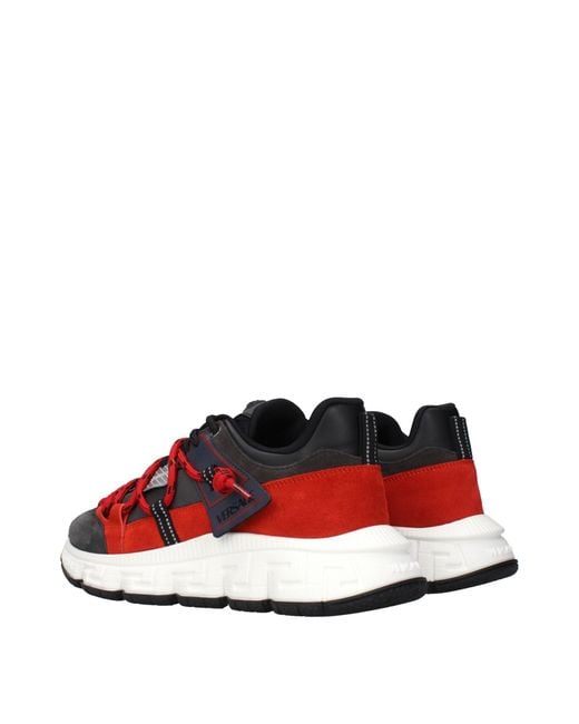 Versace Red Leather Chunky Sneakers for men